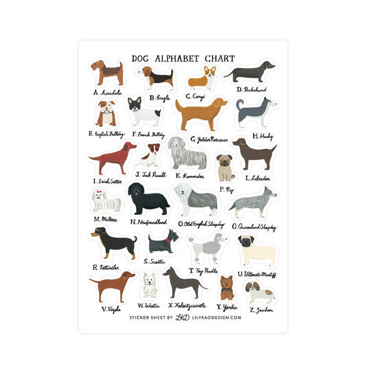 Dog Alphabet Sticker Sheet