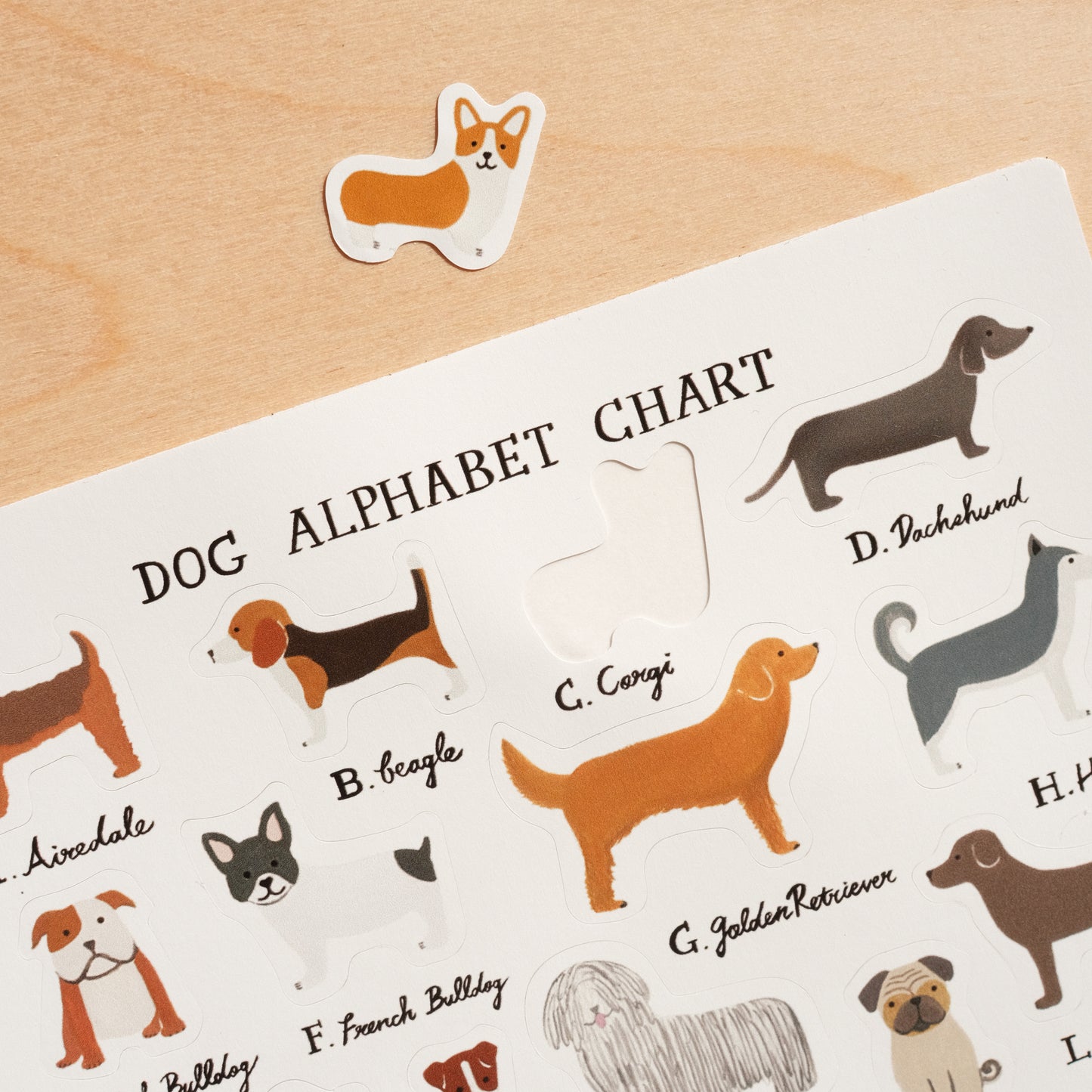 Dog Alphabet Sticker Sheet