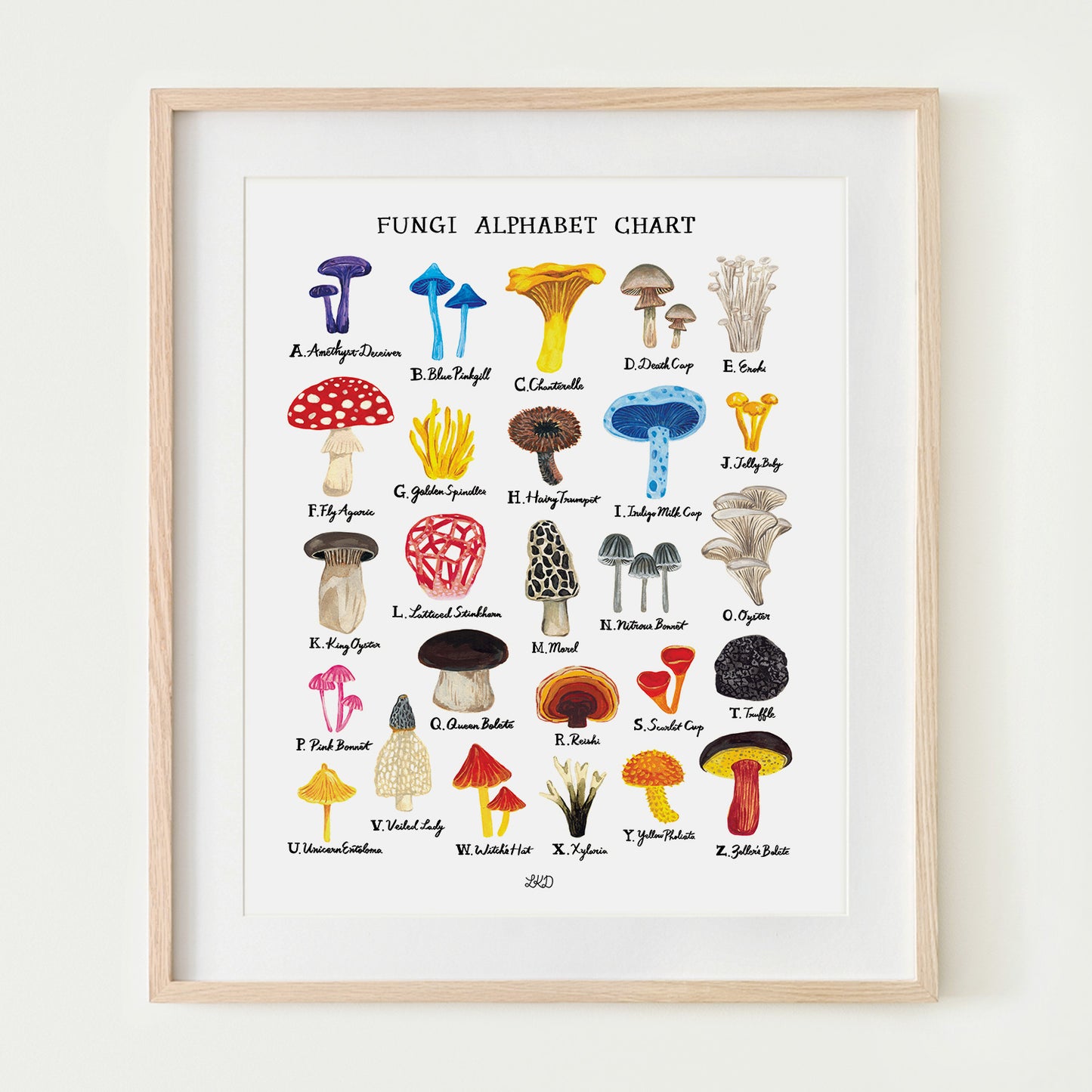 Fungi Alphabet Chart Art Print