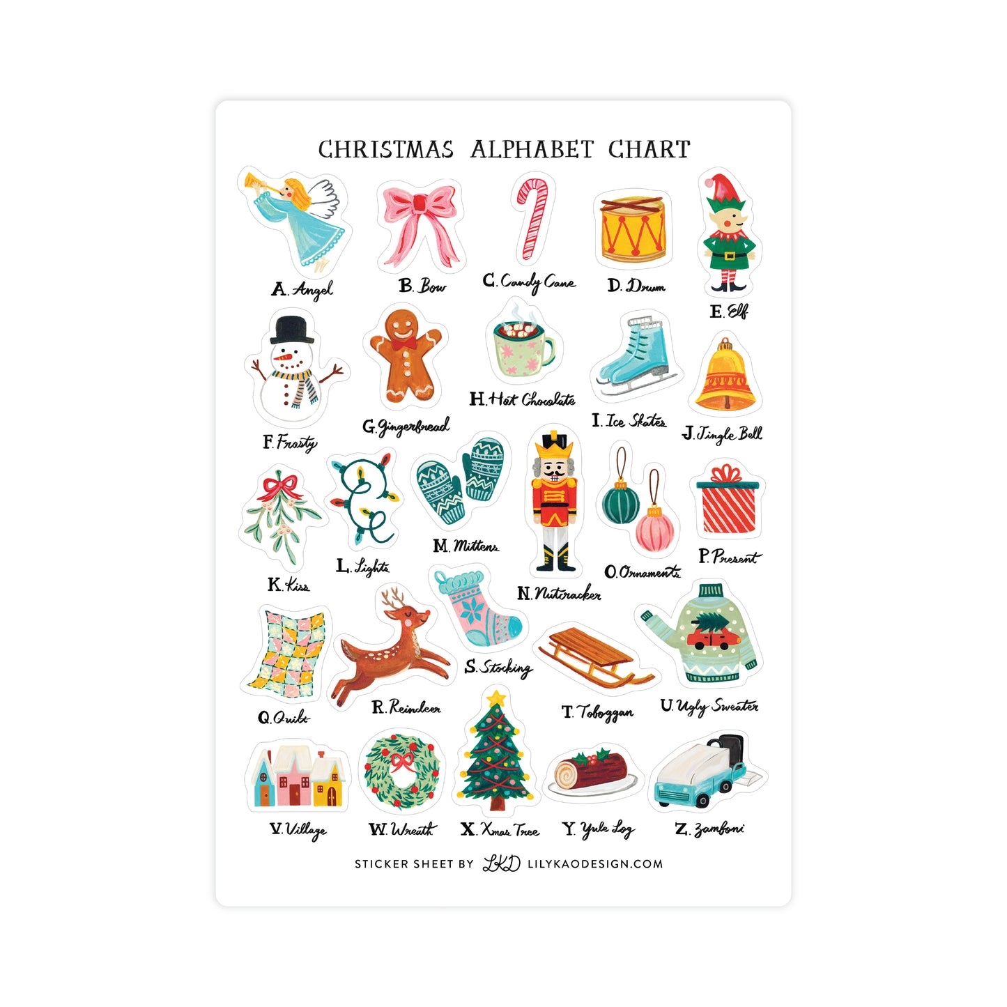 Christmas Alphabet Sticker Sheet