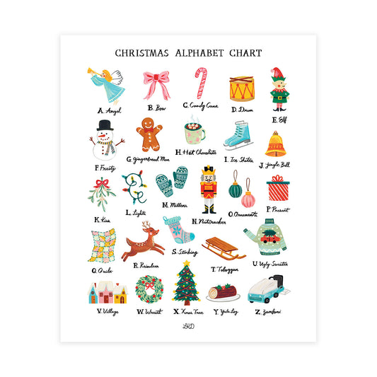Christmas Alphabet Chart Art Print