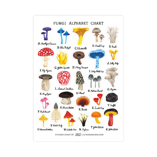 Fungi Alphabet Sticker Sheet