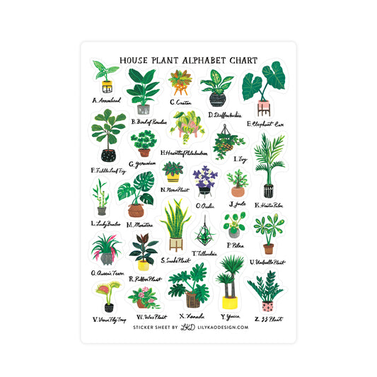 Houseplant Alphabet Sticker Sheet